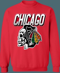 Chicago Blackhawks SKULL Retro NHL Crewneck Sweatshirt Hoodie Shirt Gifts for Fans