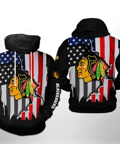 Chicago Blackhawks Us Flag Team 3D All Over Print Zip Up Hoodie
