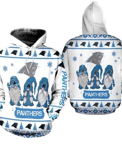 Christmas Gnomes Carolina Panthers Ugly Sweatshirt 3D All Over Print Zip Up Hoodie