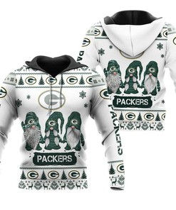 Christmas Gnomes Green Bay Packers Ugly Christmas 3D All Over Print Zip Up Hoodie