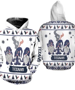 Christmas Gnomes Houston Texans 3D All Over Print Zip Up Hoodie