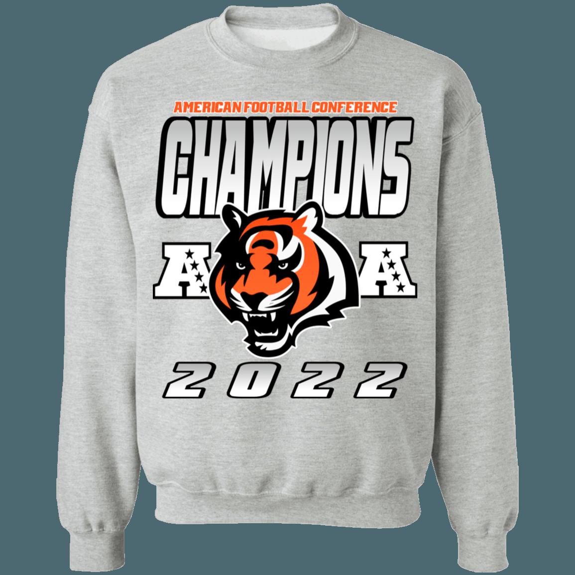 Cincinnati Bengals 2022 AFC Champions Retro NFL Crewneck Sweatshirt Hoodie Shirt Gifts for Fans - Image 2