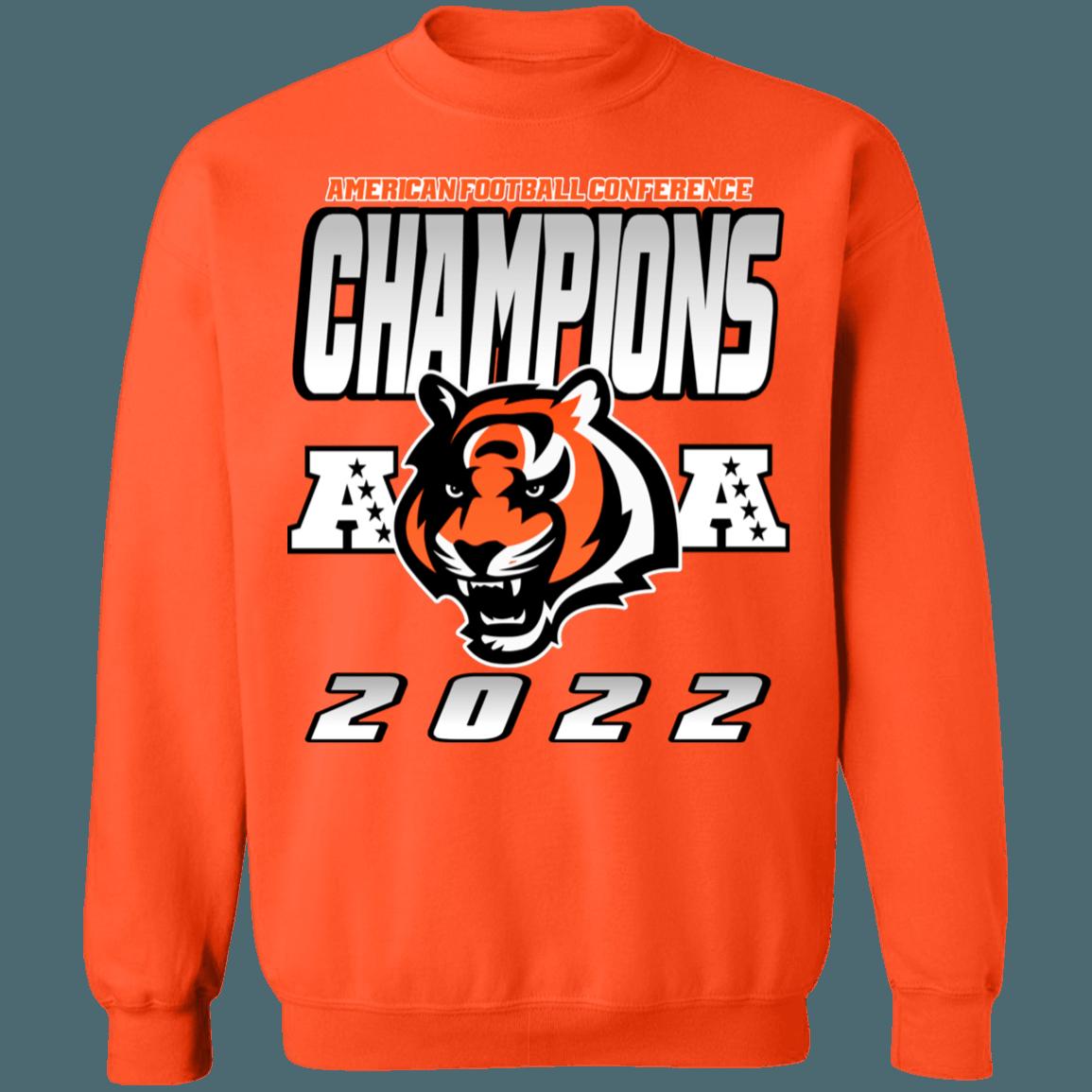 Cincinnati Bengals 2022 AFC Champions Retro NFL Crewneck Sweatshirt Hoodie Shirt Gifts for Fans - Image 3