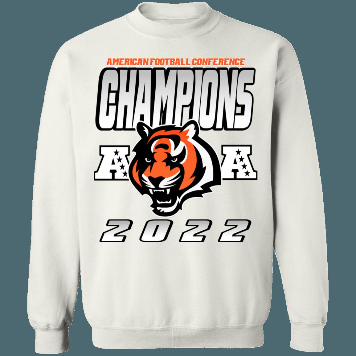 Cincinnati Bengals 2022 AFC Champions Retro NFL Crewneck Sweatshirt Hoodie Shirt Gifts for Fans - Image 4