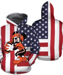 Cincinnati Bengals Disney Mickey 3D All Over Print Zip Up Hoodie