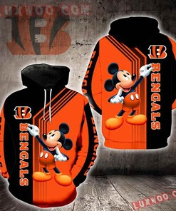 Cincinnati Bengals Mickey Mouse 3D All Over Print Zip Up Hoodie