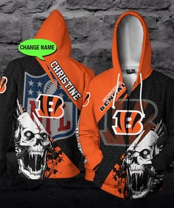 Cincinnati Bengals Nfl Skull Custom 3D All Over Print Hoodie