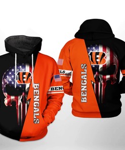 Cincinnati Bengals Nfl Us Flag Skull Team 3D All Over Print Zip Up Hoodie Option