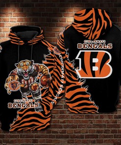 Cincinnati Bengals And Chicago Bears Tiger 3D All Over Print Zip Up Hoodie
