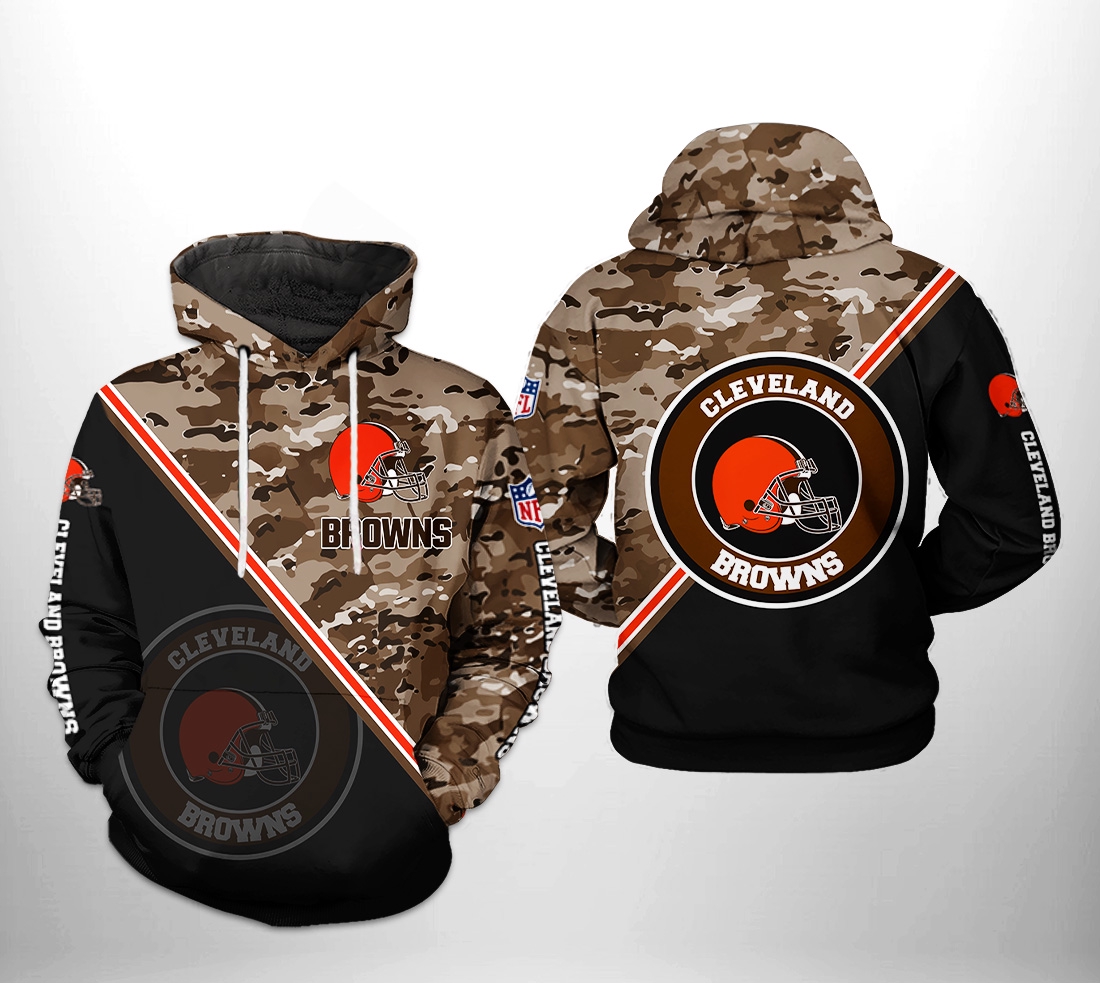 Cleveland Browns Nfl Camo Team 3D All Over Print Zip Up Hoodie Option
