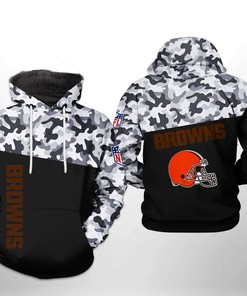 Cleveland Browns Nfl Camo Veteran Team 3D All Over Print Zip Up Hoodie Option