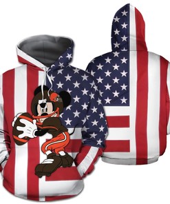 Cleveland Browns Nfl Football Team American Flag Disney Mickey 3D All Over Print Zip Up Hoodie Option