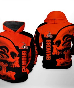 Cleveland Browns Nfl Skull 3D Printed Pull Over Hoodie, Zip Up Hoodie