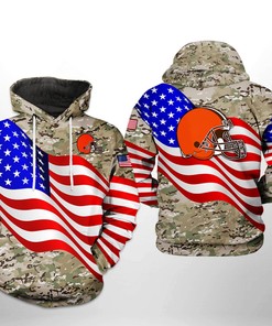 Cleveland Browns Nfl Us Flag Camo Veteran Team 3D All Over Print Zip Up Hoodie Option