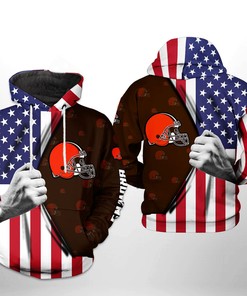 Cleveland Browns Nfl Us Flag Team 3D All Over Print Zip Up Hoodie Option