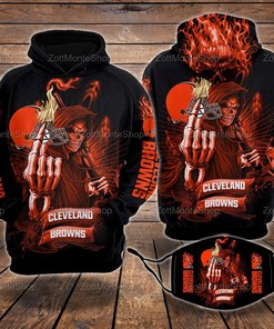 Cleveland Browns Nfl Unisex 3D Full Printing Hoodie Face Mask, Zip Up Hoodie