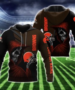 Cleveland Browns Skeleton Custom Name Personalized Nfl 3D All Over Print Zip Up Hoodie Option