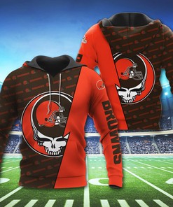 Cleveland Browns Team Logo Grateful Dead Nfl 3D All Over Print Zip Up Hoodie Option