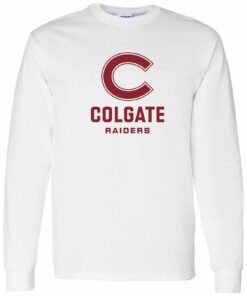 Colgate University Raiders Primary Logo Shirt Sweatshirt Pullover Hoodie Reprinted Full Color Full Size