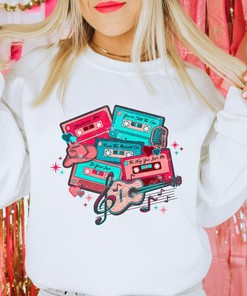 Country Love Songs Tapes Valentine's Day Sweatshirt Unisex Crewneck Sweatshirt Music Valentine