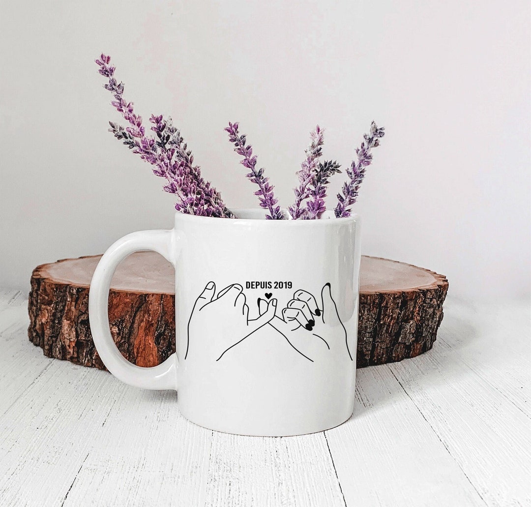 Couple Mug, Date, Ceramic Cup, Valentine's Day Couple Gift, Love Gift Idea, Valentine's Day Gift