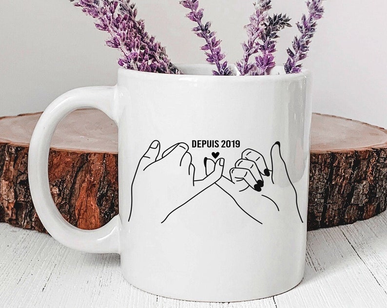 Couple Mug, Date, Ceramic Cup, Valentine's Day Couple Gift, Love Gift Idea, Valentine's Day Gift
