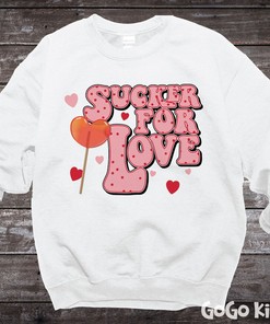 Cozy Valentine Sweatshirt, Sucker for Love Sweatshirt for Women, Cute Heart Crewneck Pullover Gift for Her Wife Girlfriend