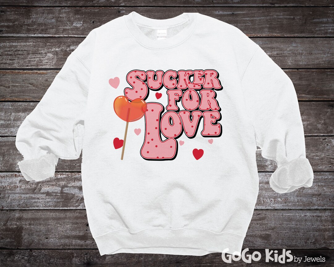 Cozy Valentine Sweatshirt, Sucker for Love Sweatshirt for Women, Cute Heart Crewneck Pullover Gift for Her Wife Girlfriend