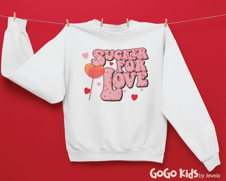 Cozy Valentine Sweatshirt, Sucker for Love Sweatshirt for Women, Cute Heart Crewneck Pullover Gift for Her Wife Girlfriend - Image 3