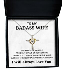 Cross Dancing Necklace Just Believe in Yourself and Don't Give Up On Your Dreams Birthday Gifts, Engagement Gifts, Wedding Gifts, Valentines Day Gifts I Will Always Love You
