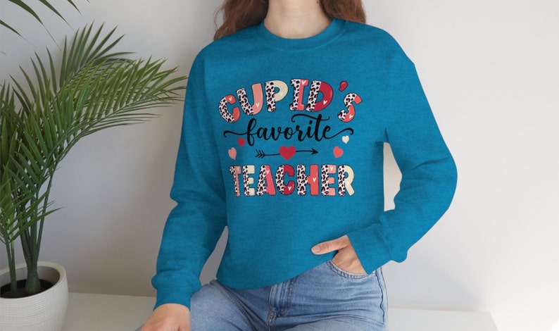 Cupid Favorite Teacher Sweatshirt, Funny Teacher Valentine Sweater, Teacher Valentine's Gifts, Teacher Cupid Crewneck, Unisex Teacher Shirt - Image 3