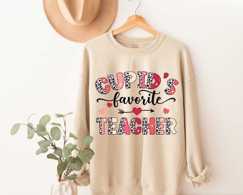 Cupid Favorite Teacher Sweatshirt, Funny Teacher Valentine Sweater, Teacher Valentine's Gifts, Teacher Cupid Crewneck, Unisex Teacher Shirt - Image 4