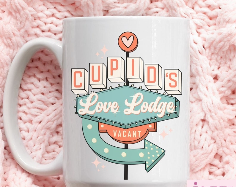 Cupids Love Lodge Mug, Valentines Day Mug, Cupid Mug, Brewing Co Mug, Valentine Coffee Mug, Couple Valentine Mug