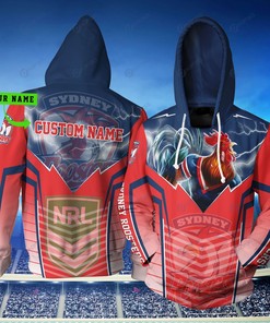 Custom 3D All Over Printed Sydney Roosters Hoodie Show Your Team Pride With Personalized Nrl Design