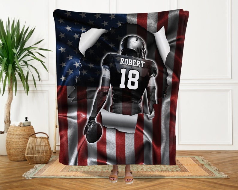 Custom American Flag Blanket, Sports Blanket