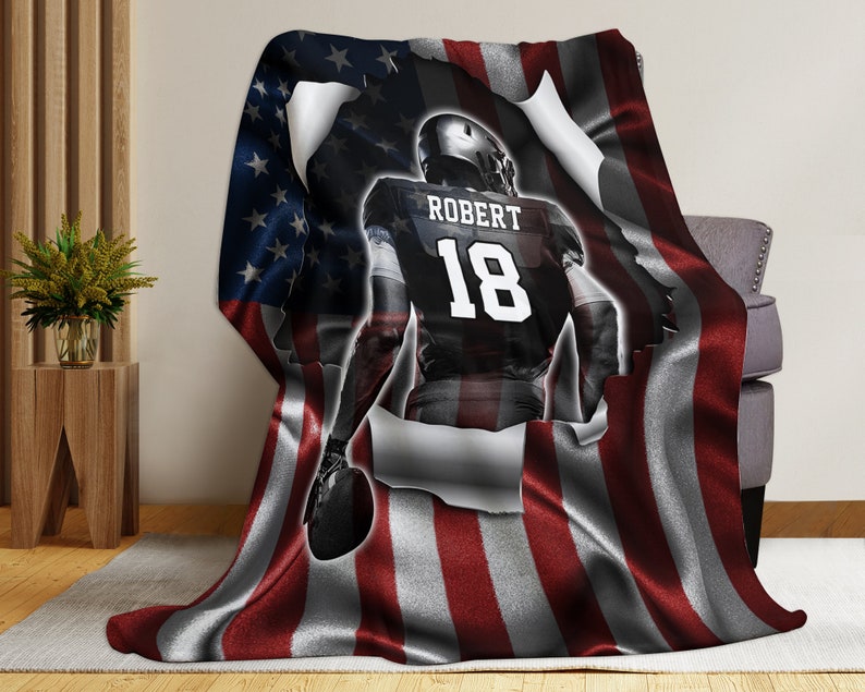 Custom American Flag Blanket, Sports Blanket