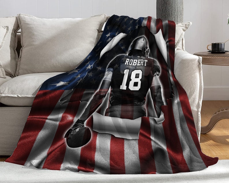 Custom American Flag Blanket, Sports Blanket