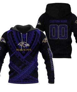 Custom Baltimore Ravens All Over Print Hoodie With Name And Number