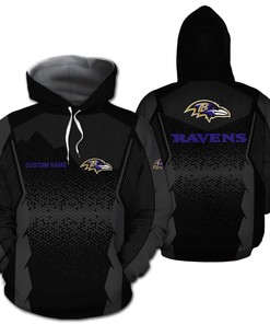 Custom Baltimore Ravens All Over Print Zip Up Hoodie For Fans