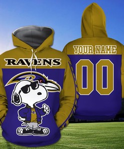 Custom Baltimore Ravens Hoodie With Name And Number, All Over Print Zip Up Hoodie