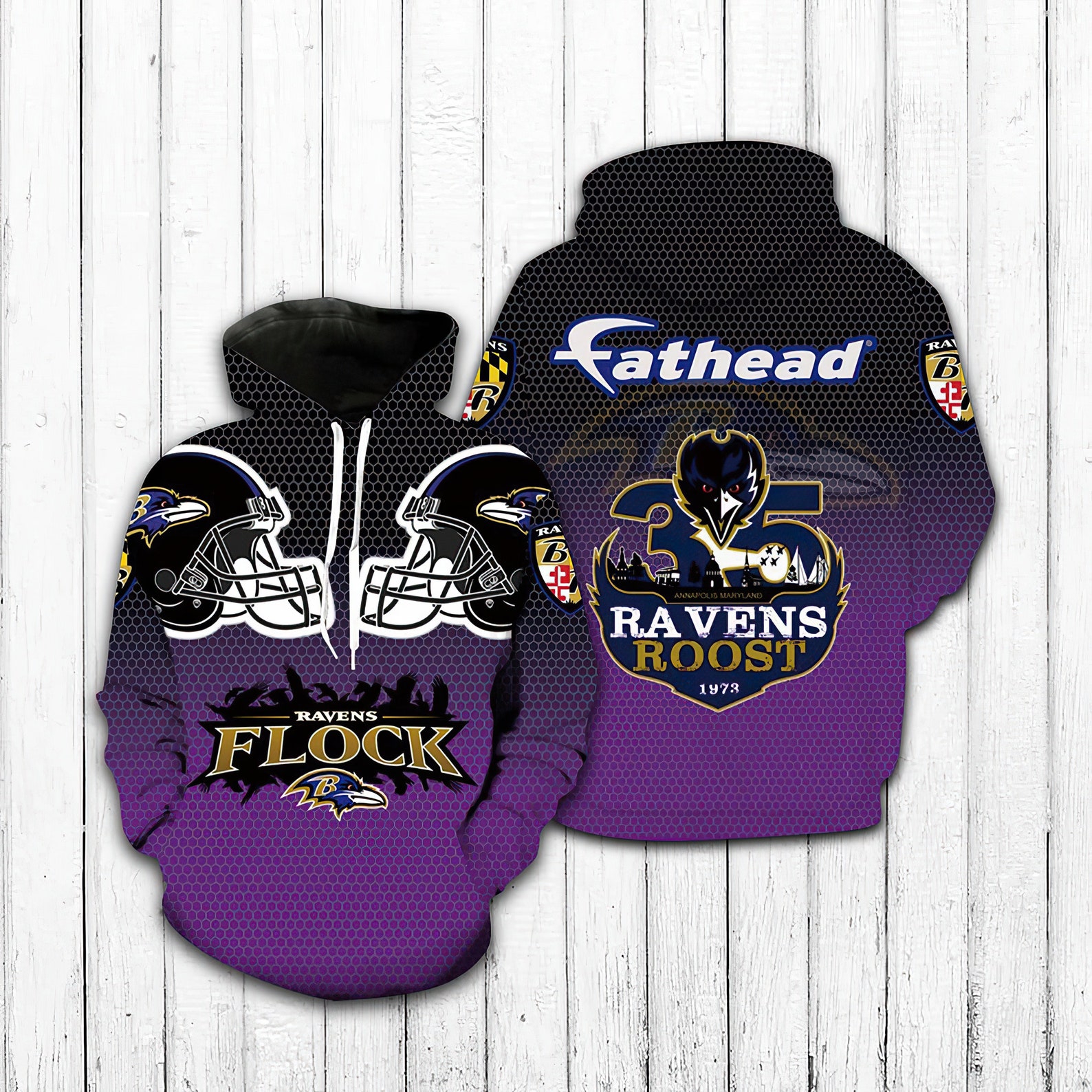 Custom Baltimore Ravens Nfl 3D All Over Print Zip Up Hoodie Perfect Gifts For Football Fans