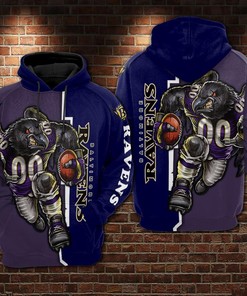 Custom Baltimore Ravens Nfl Football Blue Violet Unisex 3D All Over Print Zip Up Hoodie Perfect Gifts For Football Fans