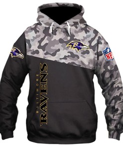 Custom Baltimore Ravens Nfl Military 3D All Over Print Zip Up Hoodie Perfect Gifts For Football Fans