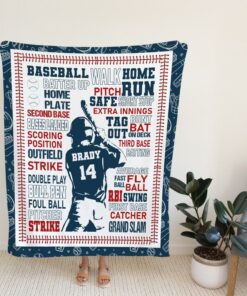 Custom Baseball Blanket, Personlized Gift Ideas For Baseball, Baseball'S Lover Gift