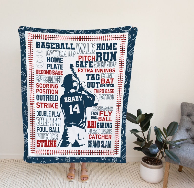 Custom Baseball Blanket, Personlized Gift Ideas For Baseball, Baseball'S Lover Gift