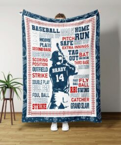 Custom Baseball Blanket, Personlized Gift Ideas For Baseball, Baseball'S Lover Gift