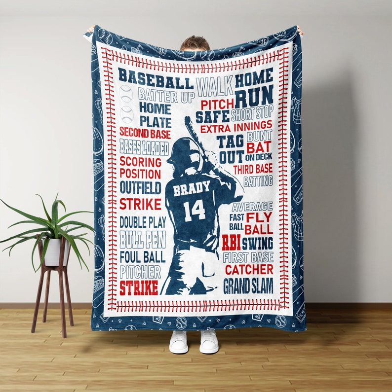 Custom Baseball Blanket, Personlized Gift Ideas For Baseball, Baseball'S Lover Gift