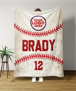 Custom Baseball Blanket, Personlized Gift Ideas For Baseball Player, Baseball'S Lover Gift.