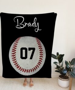 Custom Baseball Blanket With Name And Number, Baseball'S Lover Gift
