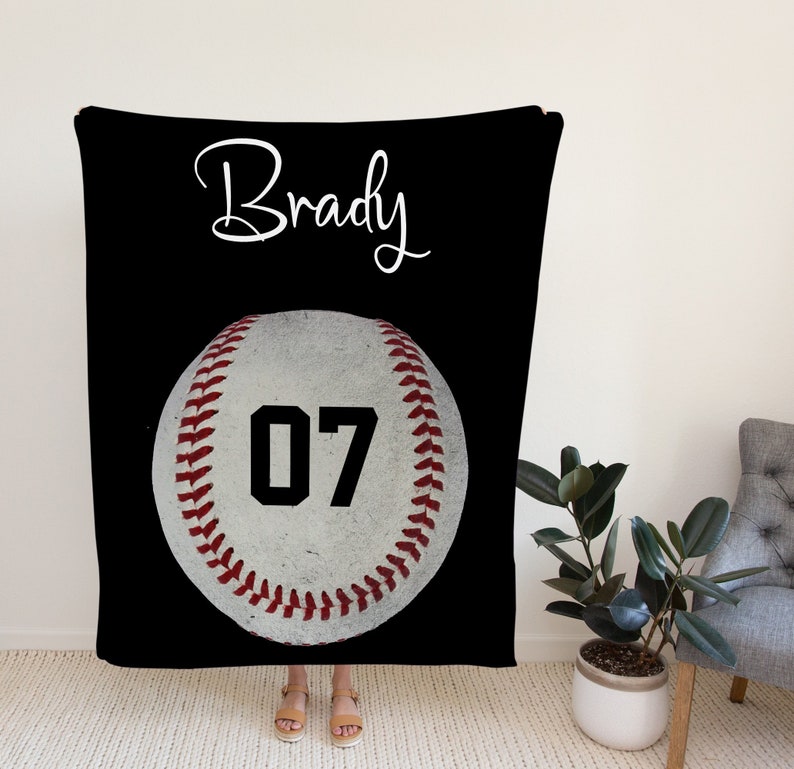 Custom Baseball Blanket With Name And Number, Baseball'S Lover Gift